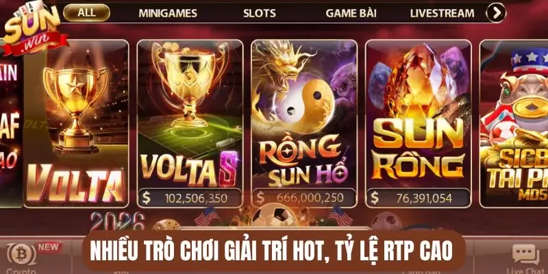 Nhiều trò chơi giải trí hot, tỷ lệ RTP cao