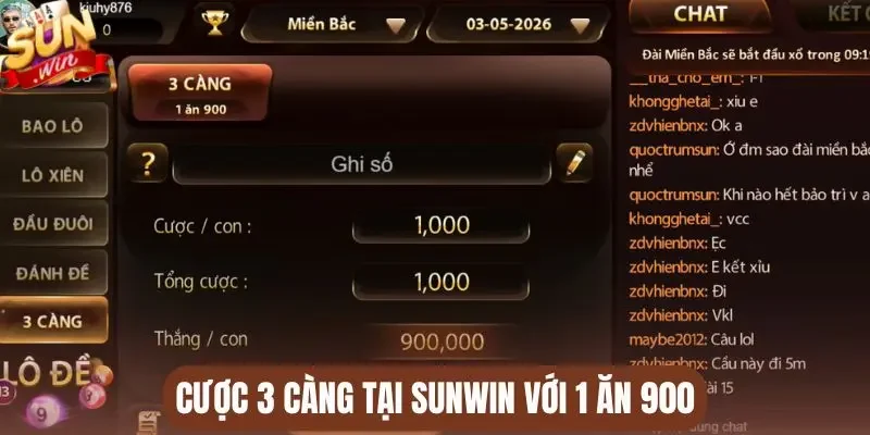 Cược 3 càng tại Sunwin với 1 ăn 900