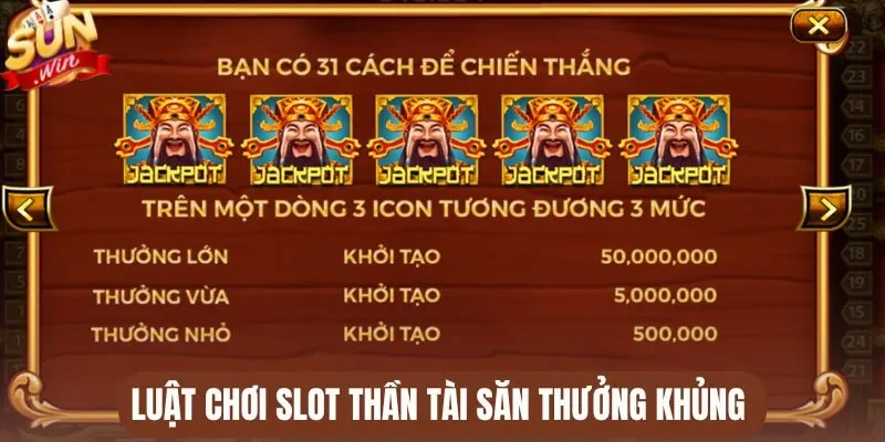 Luật chơi slot Thần tài săn thưởng khủng 