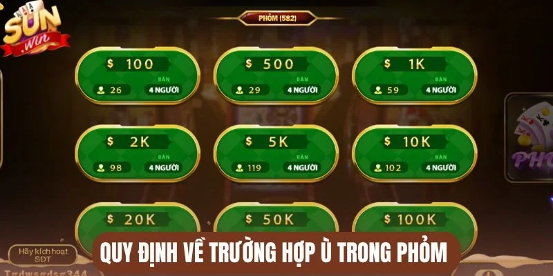 Quy định về trường hợp Ù trong Phỏm