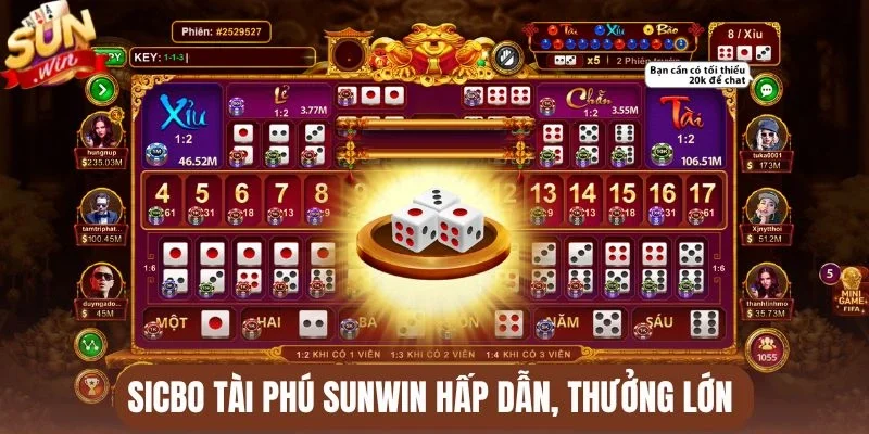 Sicbo tài phú Sunwin hấp dẫn, thưởng lớn