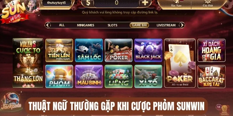 Thuật ngữ thường gặp khi cược Phỏm Sunwin